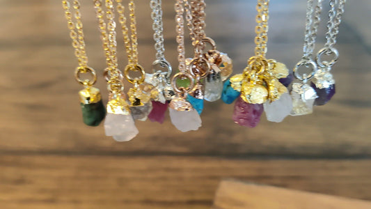 Gemstone Necklace ‖ Gem Necklace ‖ Raw Birthstone Necklace ‖ Birthday Gift for Her ‖ Birthday Necklace ‖ Semiprecious Stone Necklace