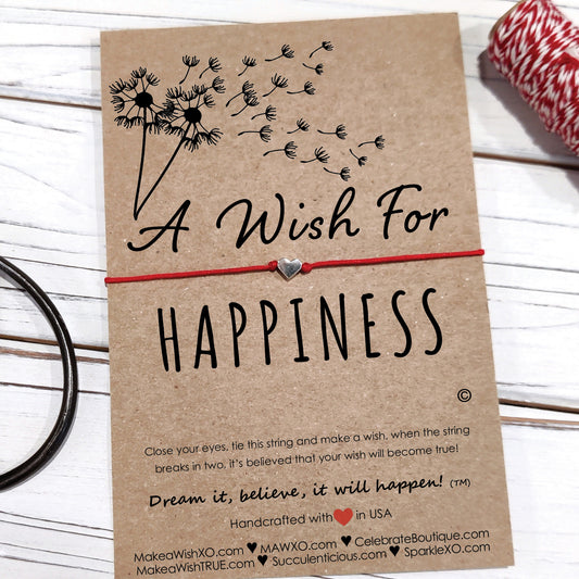 A Wish for Happiness ‖ Mantra Bracelet ‖ Inspirational Wish Bracelet ‖ Friendship Bracelet ‖ Bracelet & Anklet with Macrame' Closure