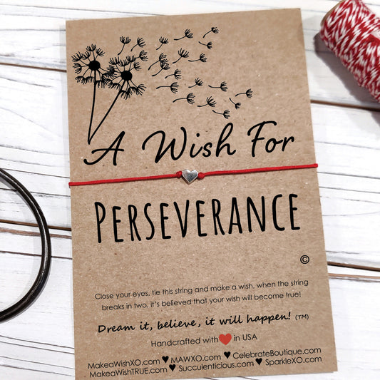 A Wish for Perseverance ‖ Mantra Bracelet ‖ Inspirational Wish Bracelet ‖ Friendship Bracelet ‖ Bracelet & Anklet with Macrame' Closure