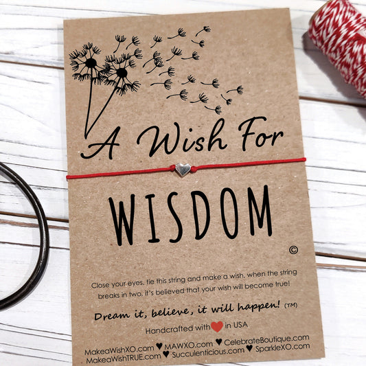 A Wish for Wisdom ‖ Mantra Bracelet ‖ Inspirational Wish Bracelet ‖ Friendship Bracelet ‖ Bracelet & Anklet with Macrame' Closure