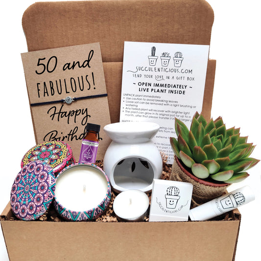 50 and Fabulous Birthday Gift Box ‖ Customize Any Birthday Gift Box  ‖ Happy 50th Birthday Succulent Gift Box