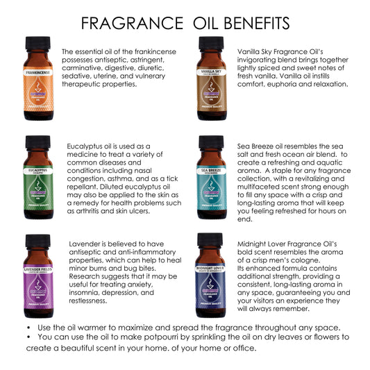 ADD-on Essential Oils ‖ Eucalyptus ‖ Frankincense ‖ Lavender Fields ‖ Midnight Lovers ‖ Sea Breeze ‖ Vanilla Sky