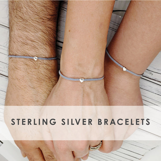 Family Bracelets ‖ Family Connection Sterling Silver Heart Macrame' Bracelets