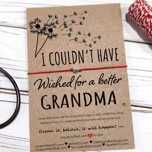 Grandma Gifts ‖ I Couldn't Have Wished for a Better Grandma ‖ Bracelet & Anklet with Macrame' Closure