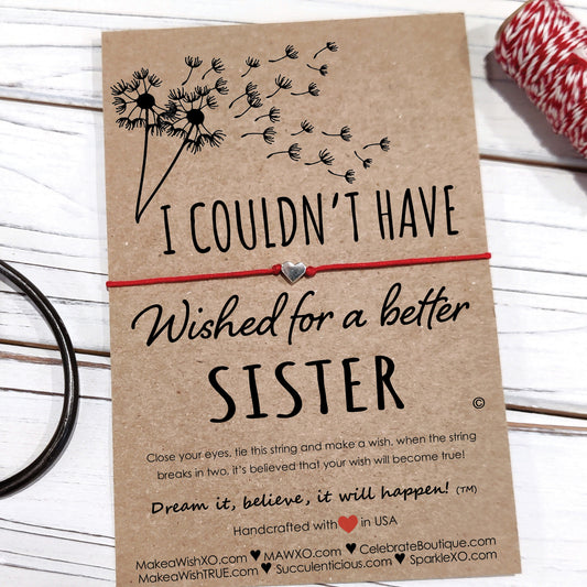 Sister Gifts ‖ I Couldn't Have Wished for a Better Sister ‖ Bracelet & Anklet with Macrame' Closure