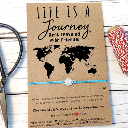 Life is a Journey Best Traveled with Friends Wish Bracelet ‖ Friendship Bracelet ‖ Bracelet & Anklet with Macrame' Closure