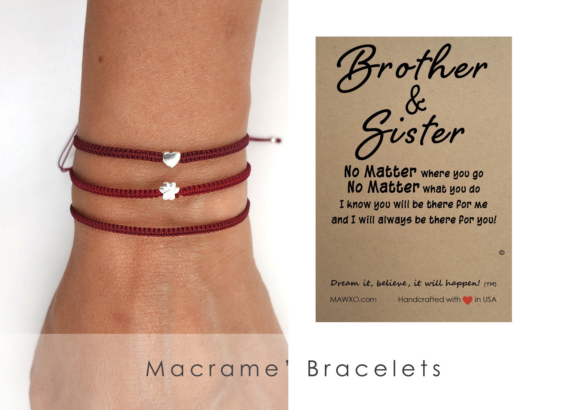 Little Sister Middle Sister Big Sister 3 Piece Black Cord Connector Bracelet  Set - American Made Pewter Bracelets from Chubby Chico Charms