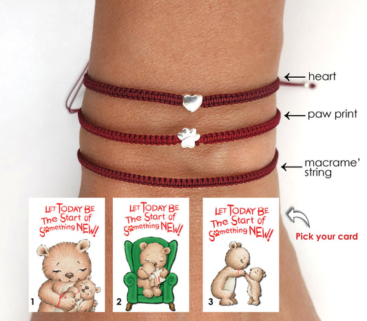 First Day of School Book and Bracelets ‖ Sterling Silver Macrame' Bracelets